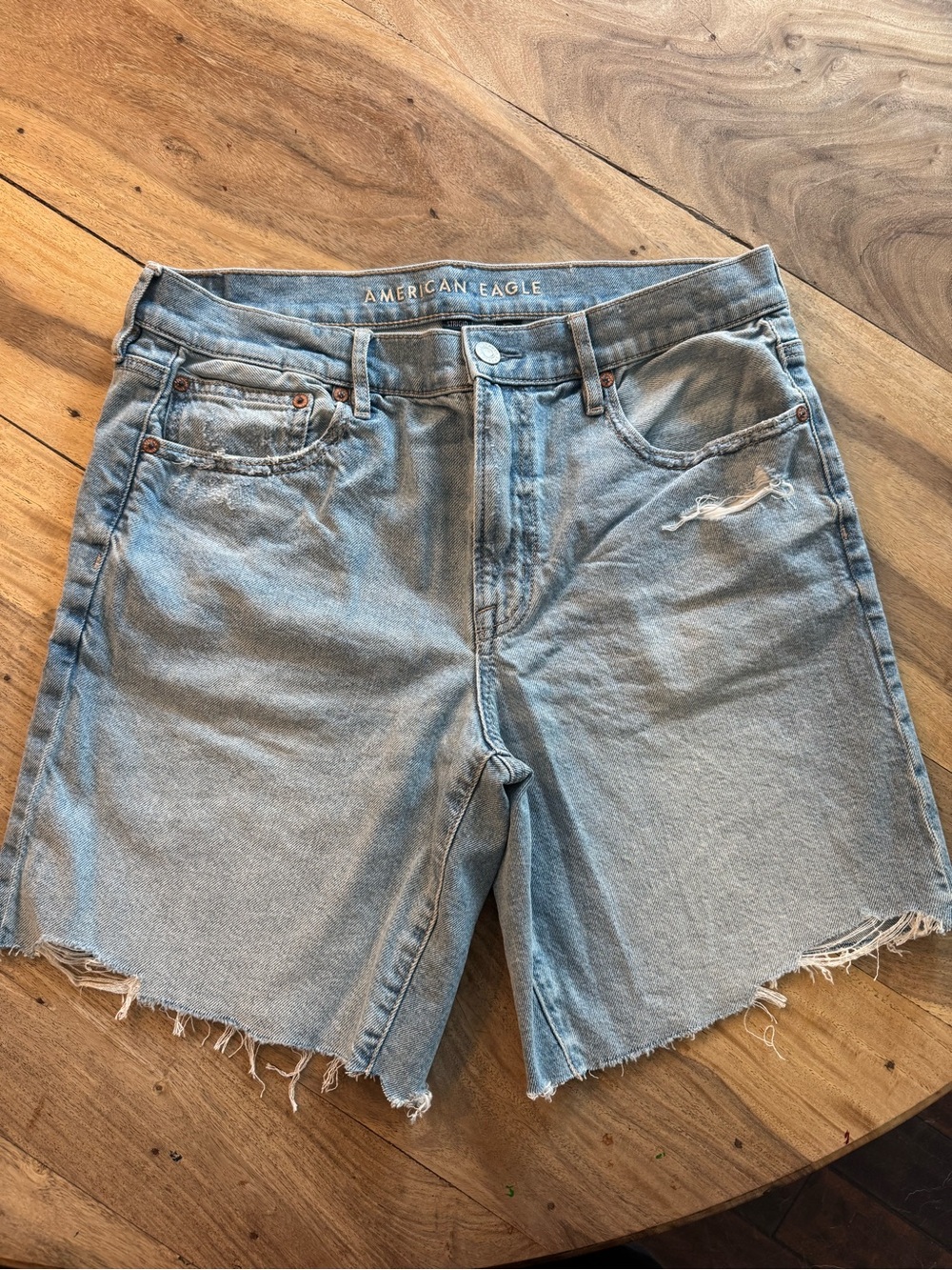 American Eagle Outfitters Light Blue Distressed Bermuda Cutoff Shorts | size 8